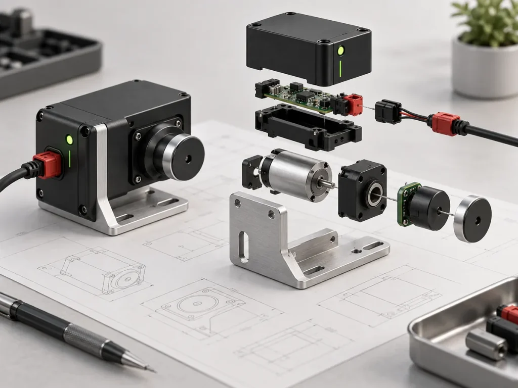 Illustration of a sensor module and its mechanical components.